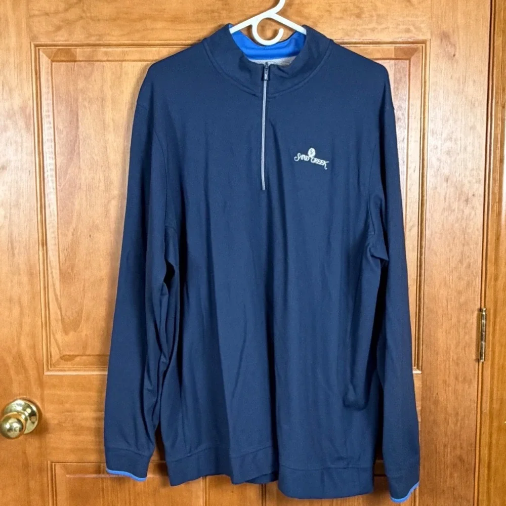 Adidas adiPure Mens XL Quarter Zip Pullover Navy Blue Sand Creek Golf Sweater